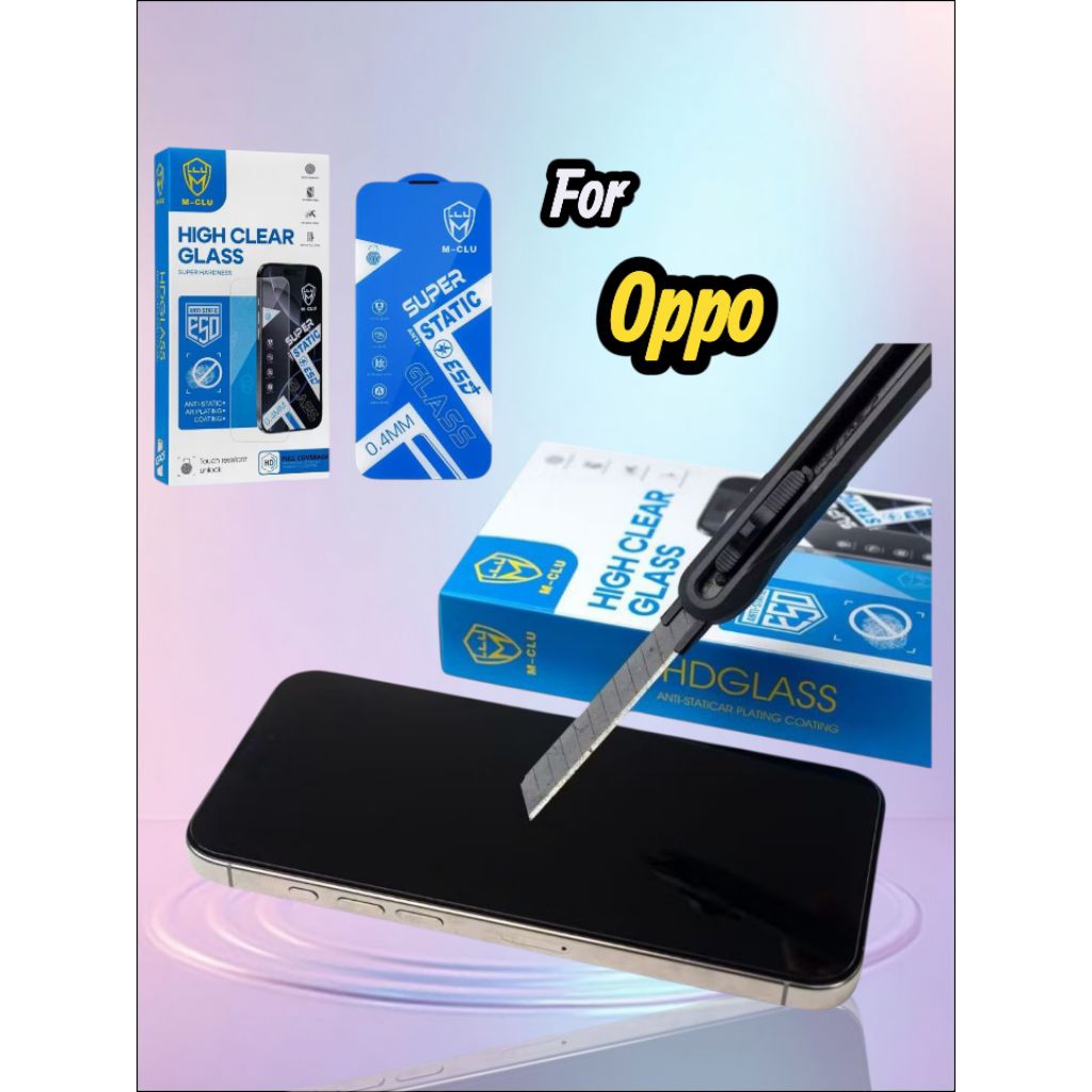 Tempered Glass M-Clu High Clear Oppo K1 K3 K5 K7x K9 K10 F7 F9 F11 F15 F17 F19 Pro Plus 4g 5g Anti G