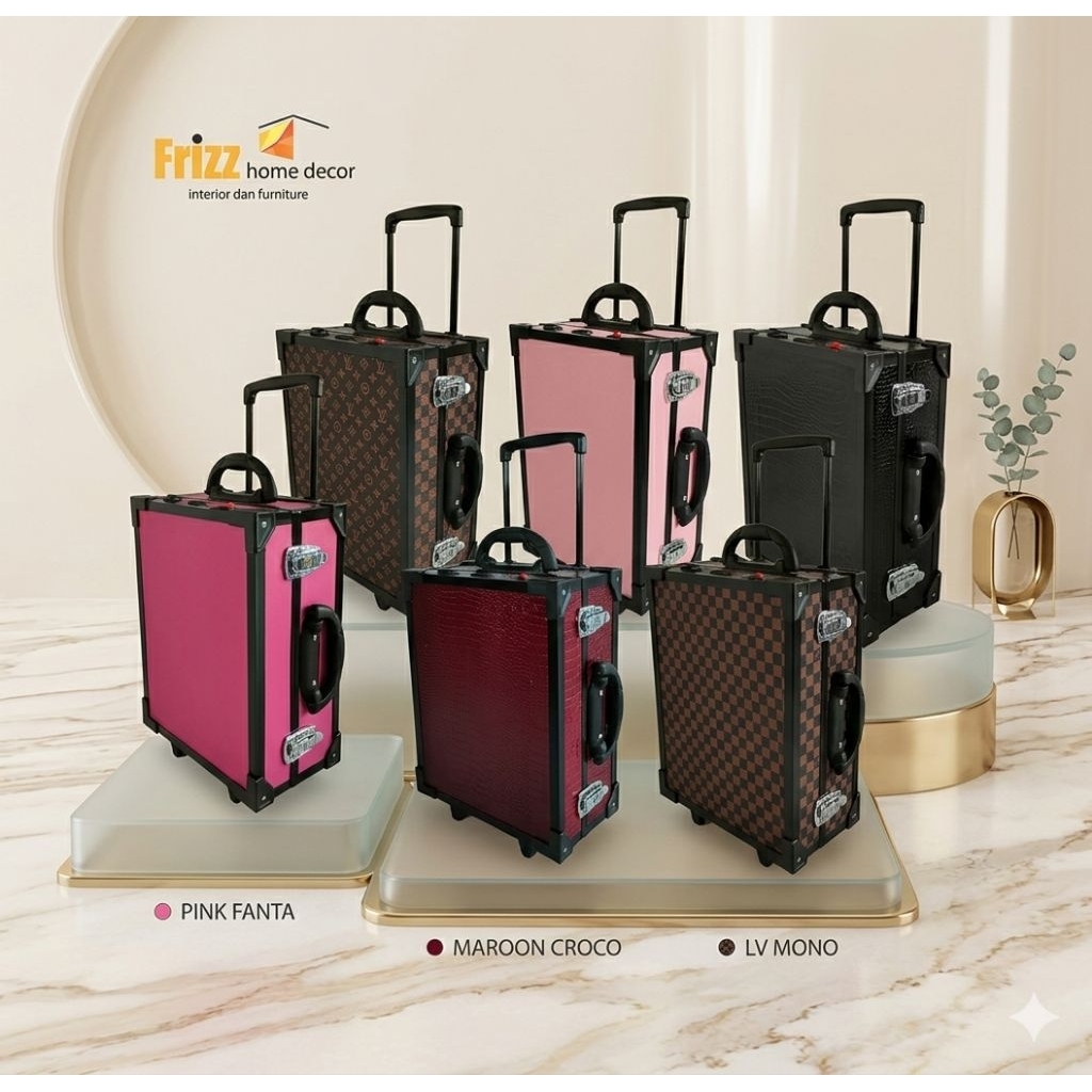 BEAUTY CASE KOPER MAKE UP ARTIST (MUA) FULL FRAME LED 3 WARNA & TUTUP AKRILIK