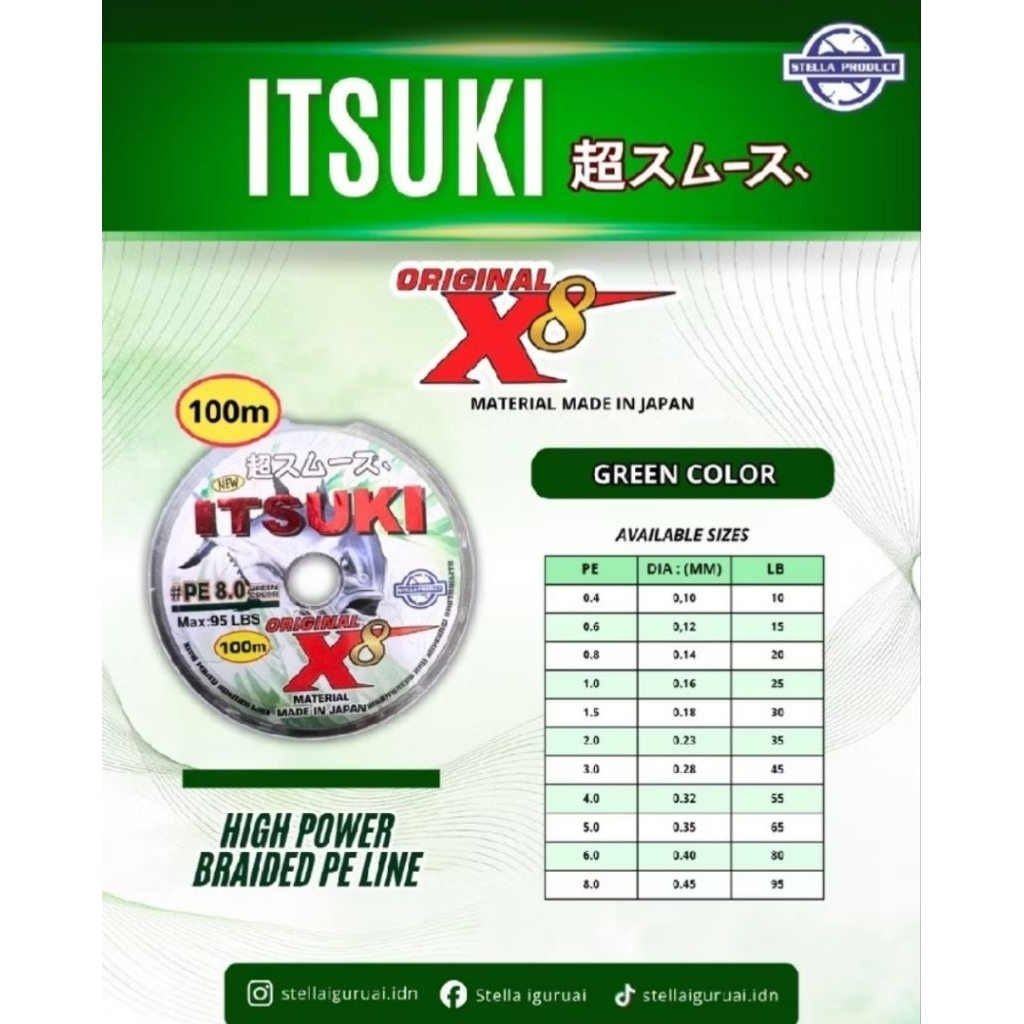 PE X8 STELLA ITSUKI GREEN 100M