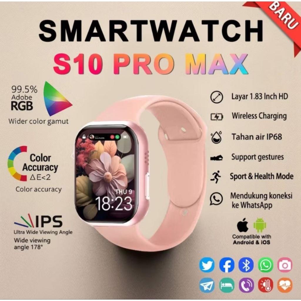 SUB STOREE ( 100% Original) Smartwatch S9 MAX 2.19" Inc Big Screen AOD Smartwatch Bluetooth Kesehata