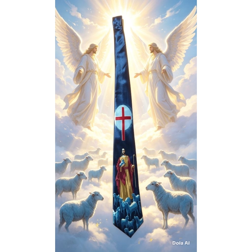Dasi Rohani Biru Yesus Gembala