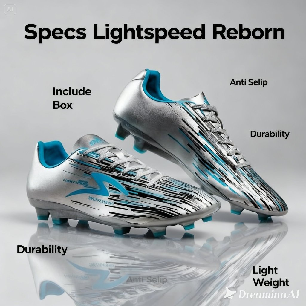 Sepatu Bola Specs Lightspeed FG Silver Black Aqua
