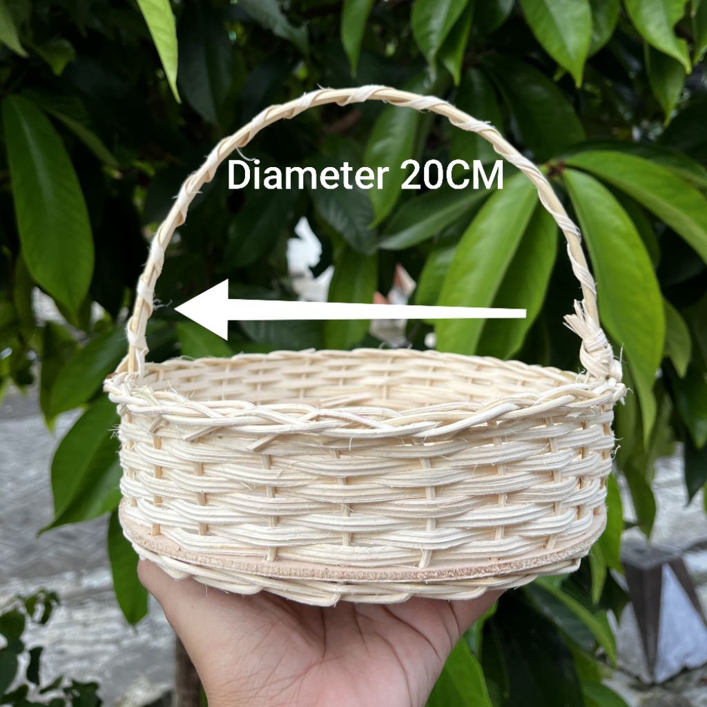 Keranjang Rotan Bulat Buah dan Parcel Diameter 20cm cocok untuk hampers parcel hantaran
