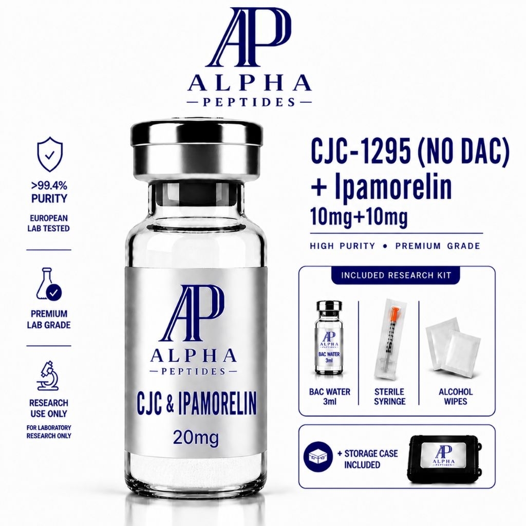 Alpha Peptides CJC-1295 + Ipamorelin NO DAC 20mg 99.4%+ High Purity Peptide HGH Secretogues Muscle R