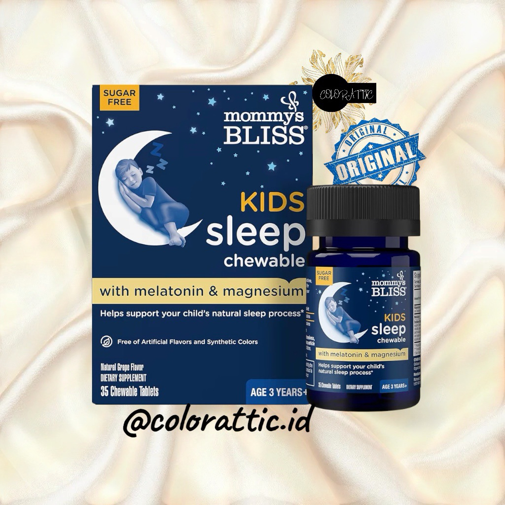 Mommy's Bliss Kids Sleep Chewable Melatonin+Magnesium For Kids 3 Yrs +