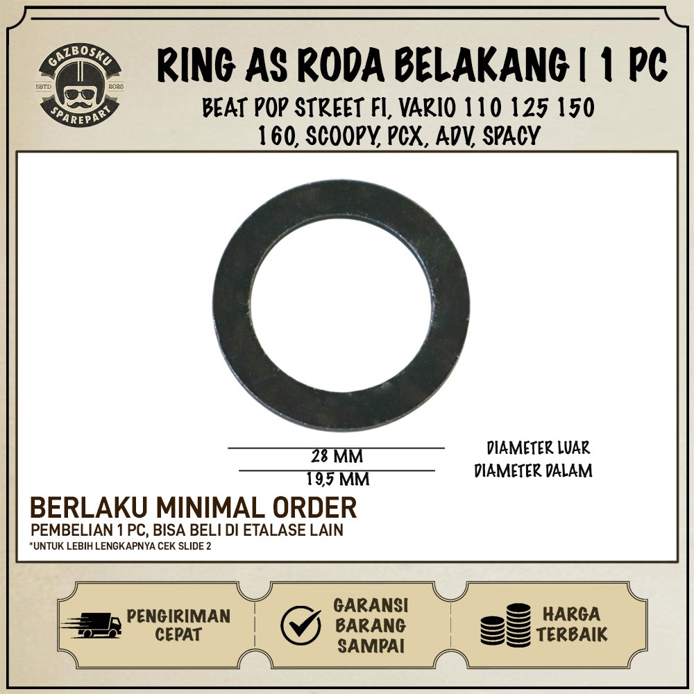 GROSIR Ring As Roda Belakang Honda Matic Beat POP Street & Vario 110 125 150 160 & Scoopy K2F & PCX 