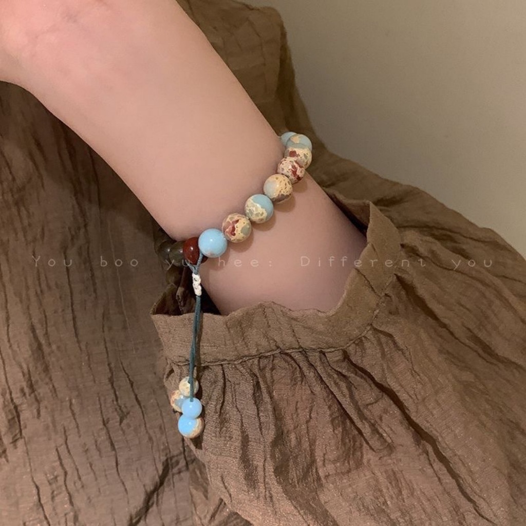 Gelang Manik-Manik Batu Alam & Kayu - Desain Natural & Earthy