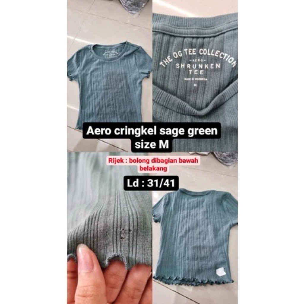 Aeropostale Crinkle Crop Top Sage