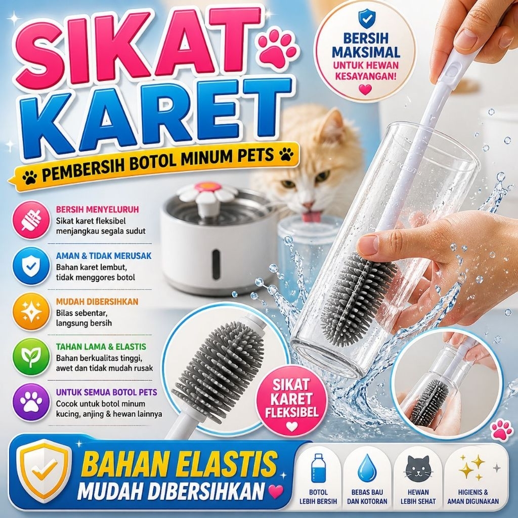 SIKAT SILIKON - Sikat Pembersih Botol Susu Kucing Botol Minum Dot Susu Kucing Sikat Silikon Pembersi
