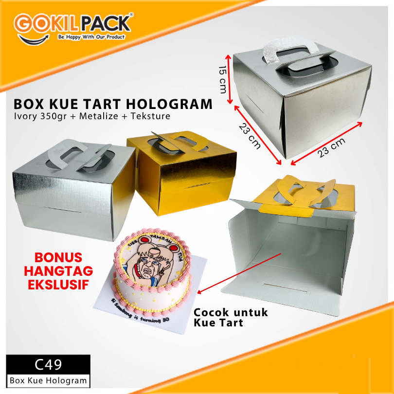 Cake Box - Dus Kue Hologram - Box Kue Mewah Silver Hologram - C49