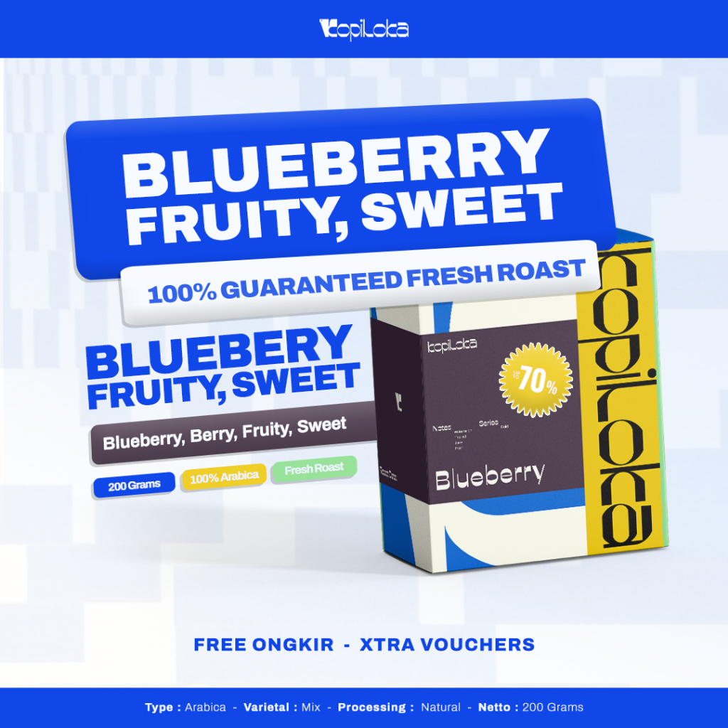 Kopi Bubuk Arabika Rasa Blueberry Fruity Sweet | KOPI LOKA Natural Segar 200gr