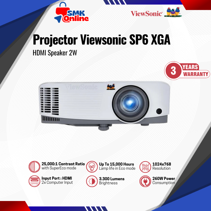 Viewsonic SP6 4,800 ANSI Lumens SVGA Proyektor Business Smart Projector Garansi Resmi