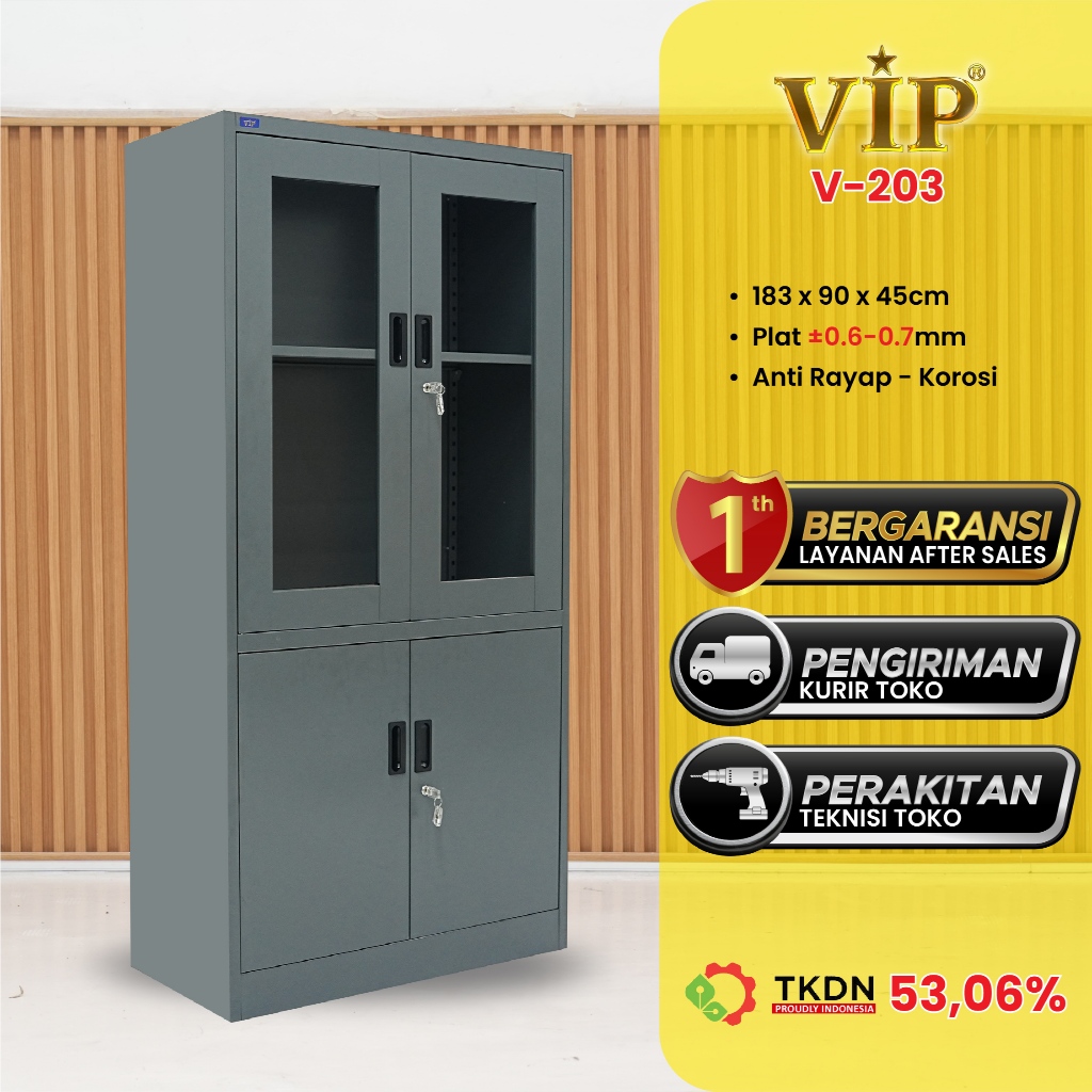 VIP METAL V-203 TKDN Lemari Arsip Kombinasi Swing Lemari Arsip Besi Kombinasi Swing