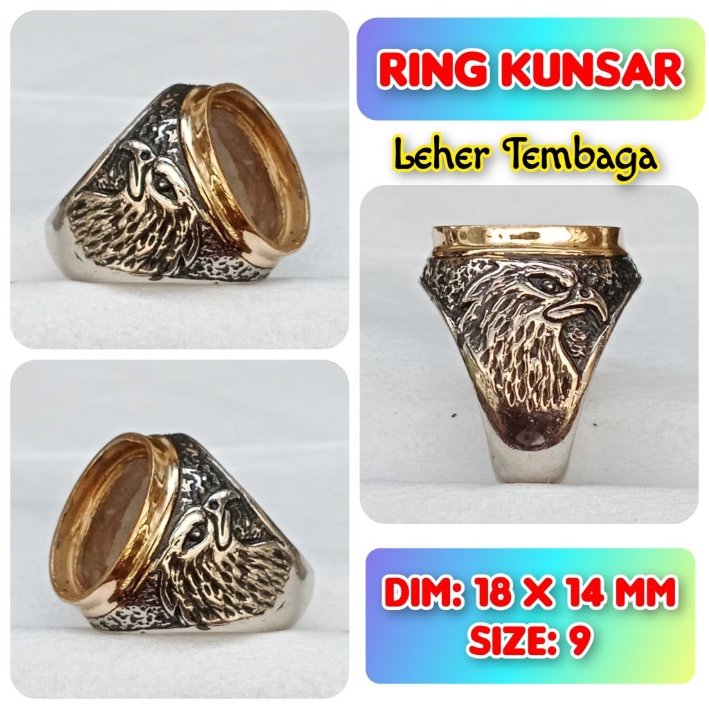 Cincin emban batu akik dan permata Leher Tembaga.35
