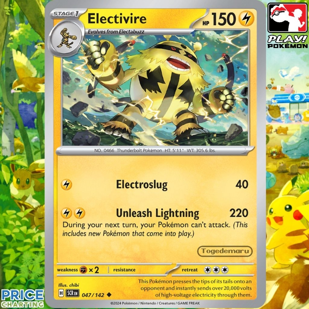 Kartu Pokemon TCG Inggris Electivire SCR 047/142 U