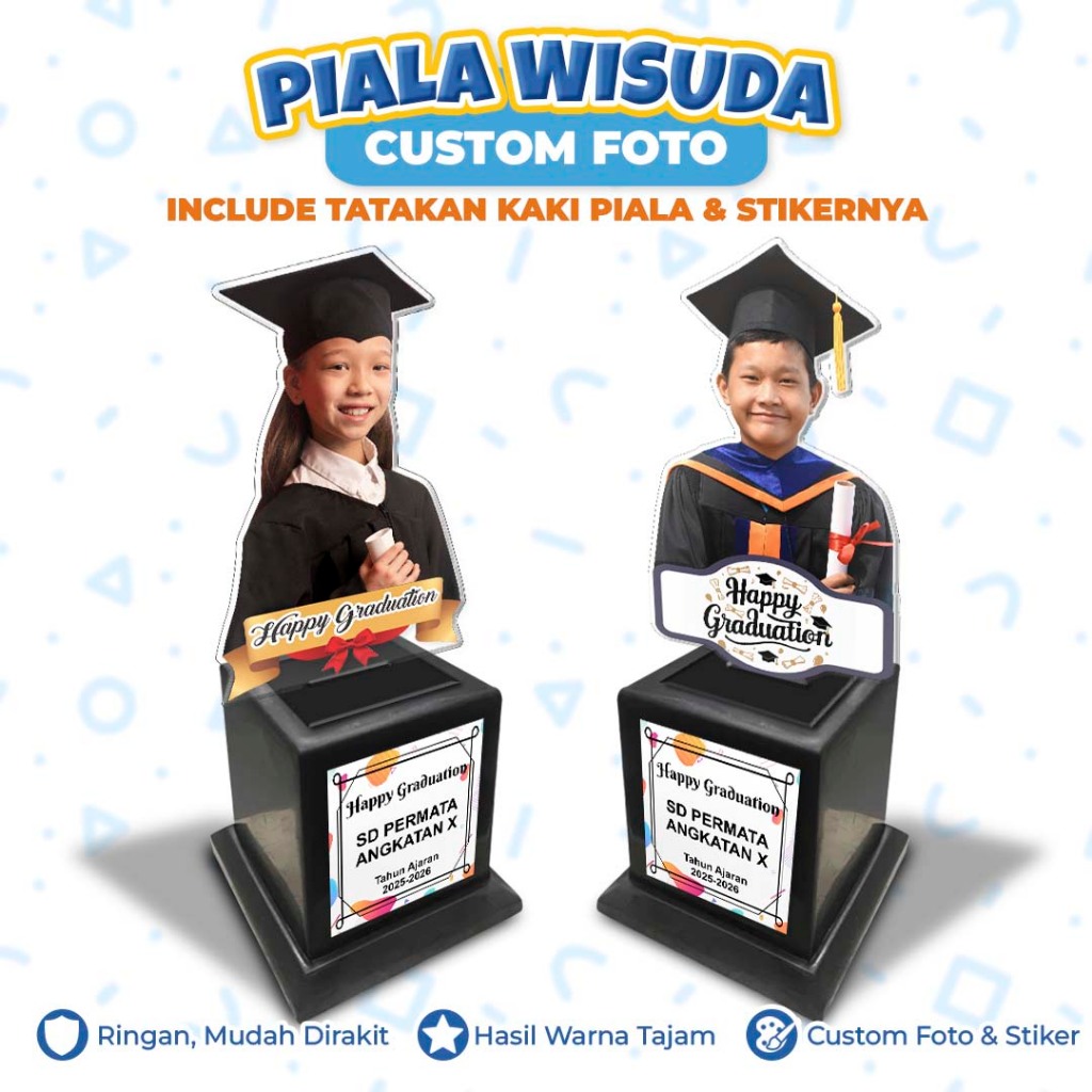 Piala Wisuda Custom Foto Siswa - Piala Plakat Wisuda Anak