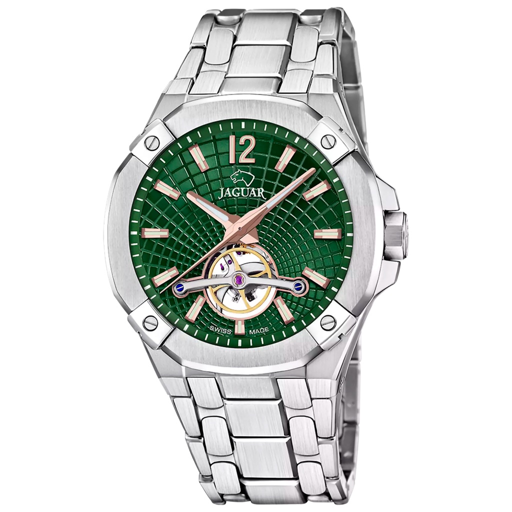 Galery Jam Tangan JAGUAR J1007/3 Balancier Automatic Silver Dial Green