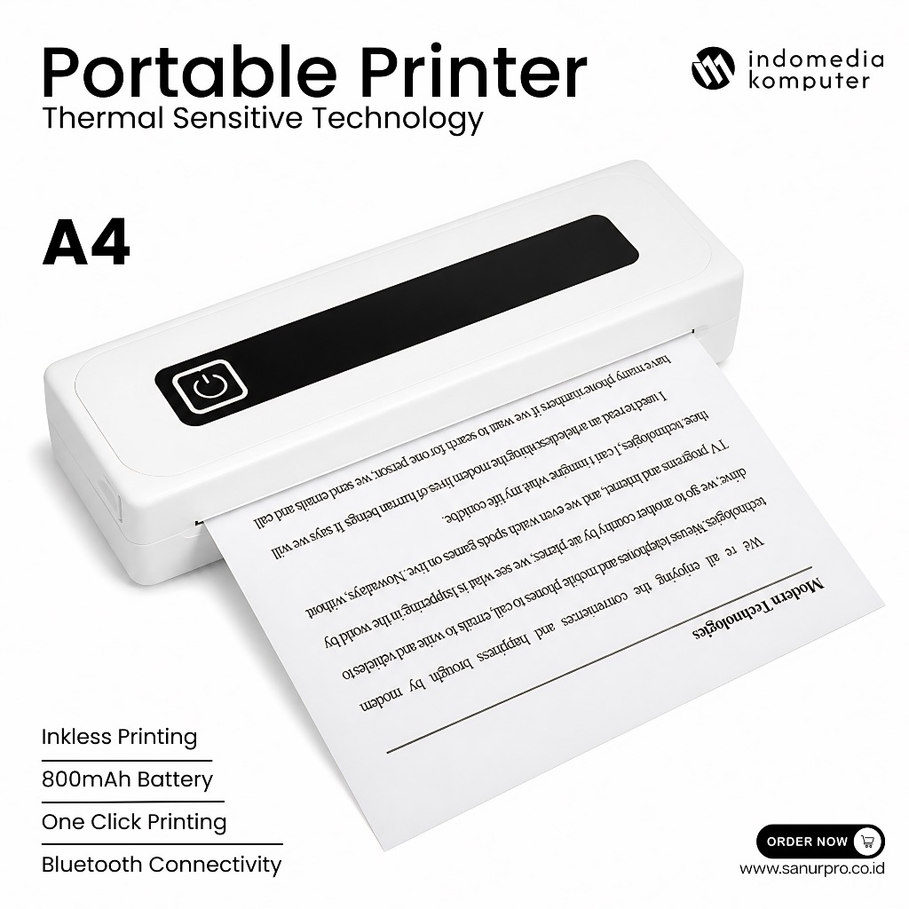 PRINTER BLUETOOTH PORTABLE A4 INKLESS