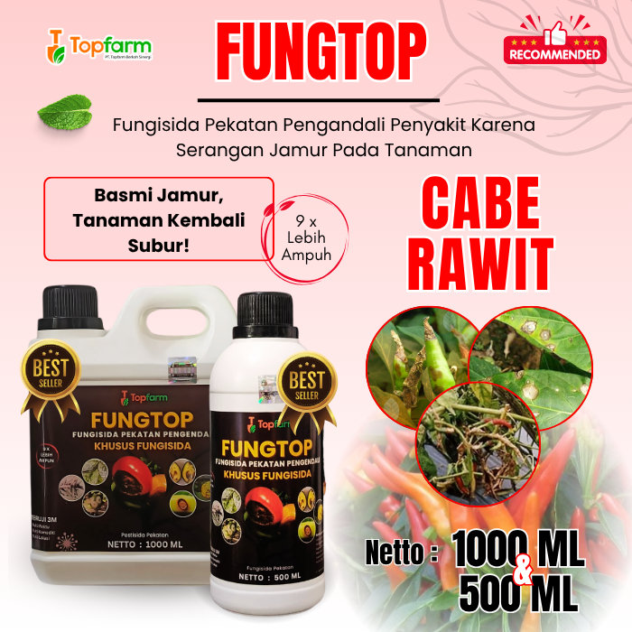 Fungisida Jamur Cabe Rawit / Obat Patek Buah Busuk / Obat Jamur Topfarm / Obat Bercak Daun Cabe