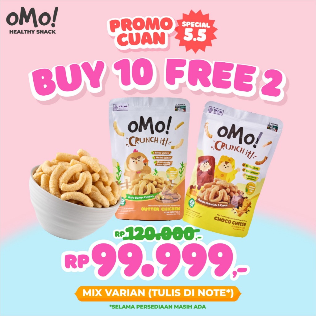 [CUAN 5.5] BELI 10 GRATIS 2 KHUSUS OMO MINI CRUNCH IT 15G DAPAT 12 PCS CHOCO CHEESE & BUTTER CHICKEN