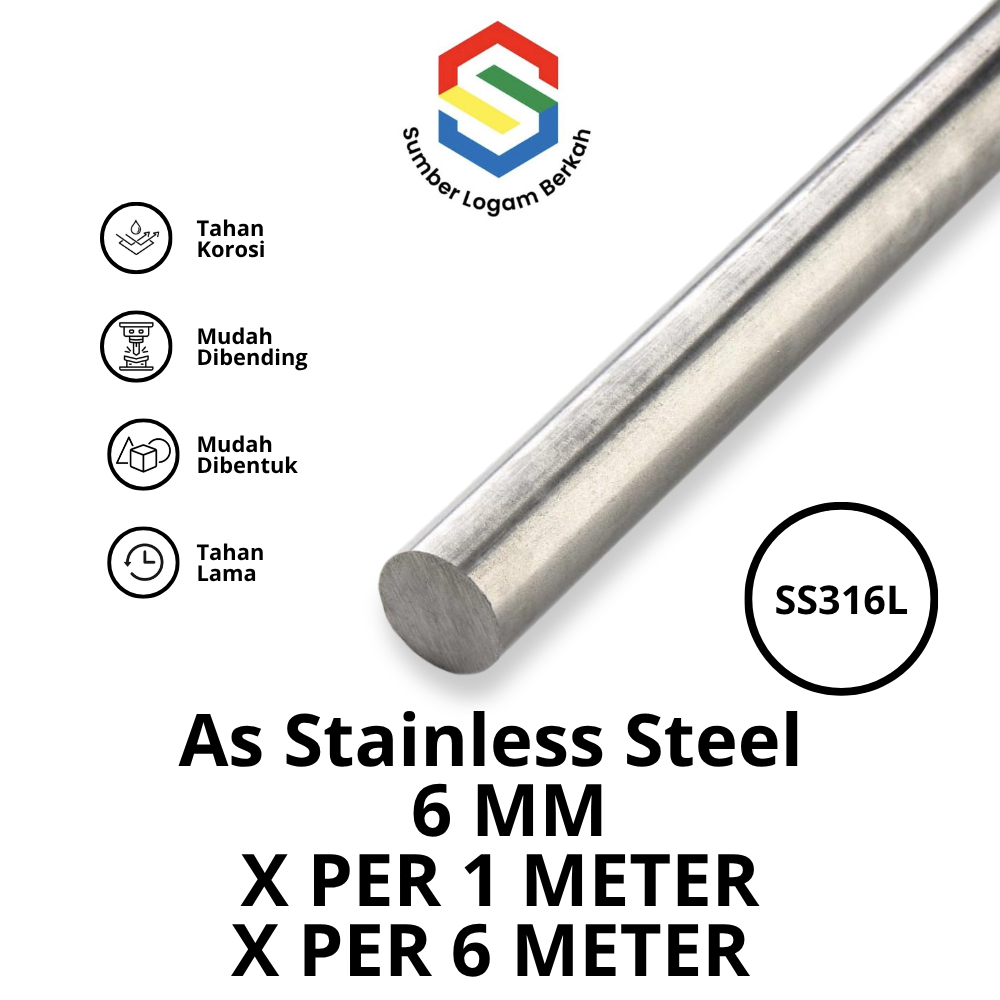 as 6 mm stainless steel 316