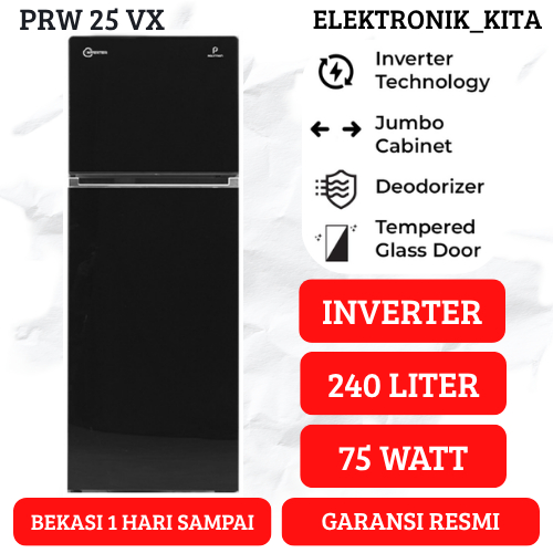 POLYTRON KULKAS 2 PINTU 240 LITER PRW 25 VX PRW 25VX PRW25VX INVERTER BELLEZA JUMBO GARANSI RESMI