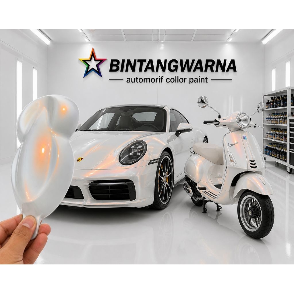 CAT WARNA PUTIH LEMBAYUNG ORANGE JENIS PU CAT WHITE MUTIARA ORANGE LEMBAYUNG ORANGE CAT MOTOR CAT MO