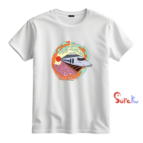 SoraKu Kaos Shinkansen Japanese Streetwear - Baju Kaos Kereta Jepang Aesthetic - Tshirt Distro Pria 