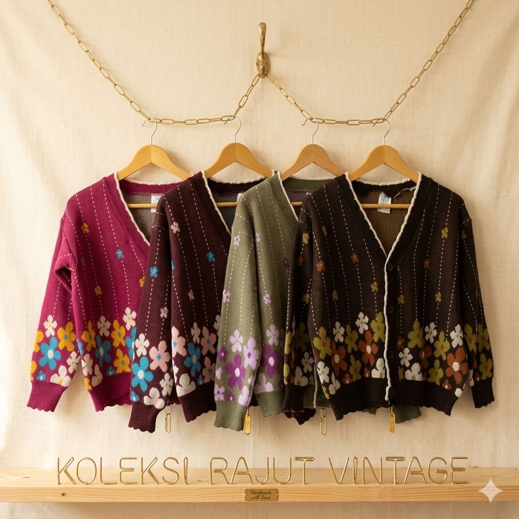Jiiso cardigan rajut motif bunga, sweater cardigan rajut motif bunga lollipop Korea style allsize