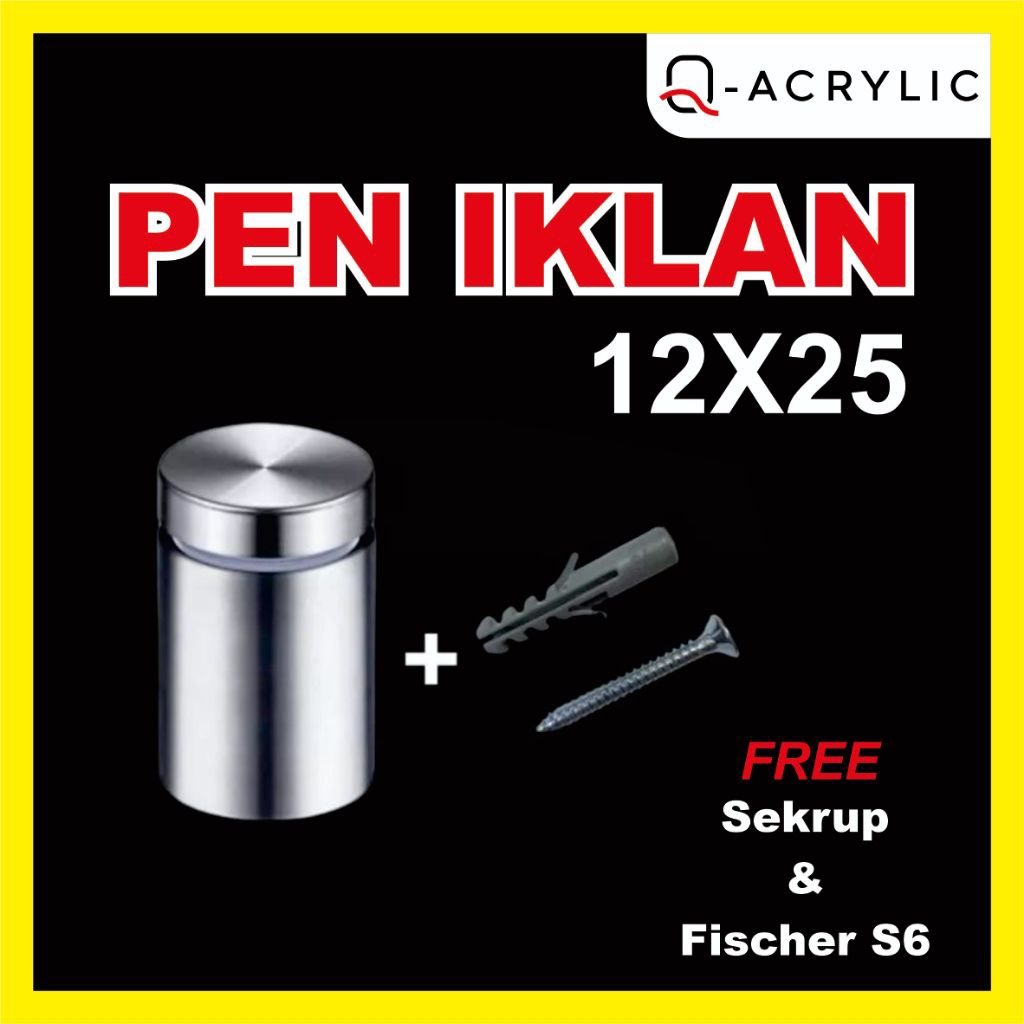 BAUT AKRILIK 12x25 STAINLESS / SIGNBOARD / PEN IKLAN 12x25