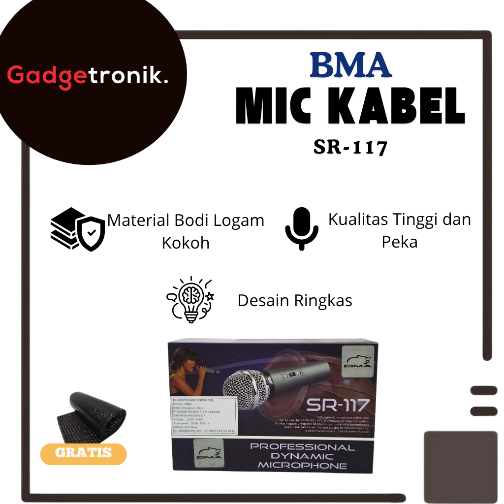 BMA MIC KABEL SR-117 ORIGINAL / WIRED MICROPHONE BMA SR 117 / MIKROFON BMA SR117