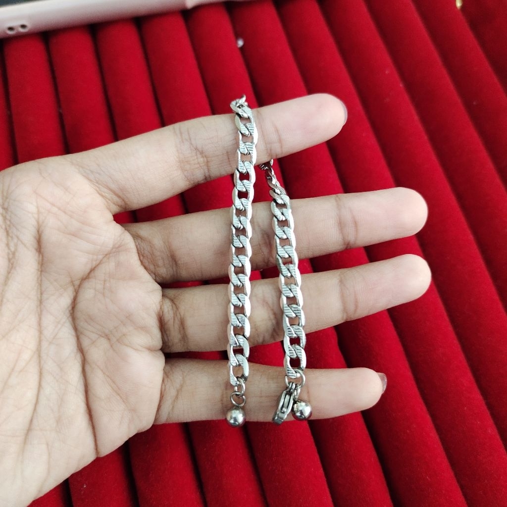 Gelang Tangan Sisik Naga Ukir Titanium Import Asli