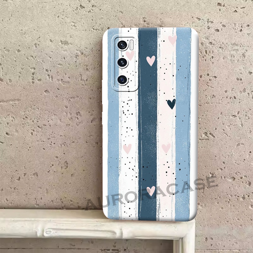 Case Kompatible Untuk Hp Vivo V20se - Softcase - K005 - Motif Garis Love - Anti Jamur - Bumper