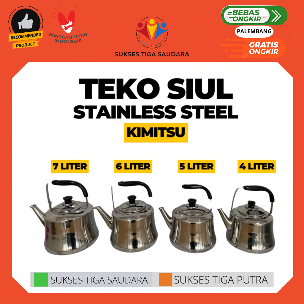 TEKO SIUL KIMITSU TEBAL STAINLESS STEEL 4L / 5L / 6L / 7L/ TEKO AIR/ PANCI AIR/ TEKO PELUIT/ WHISTLI