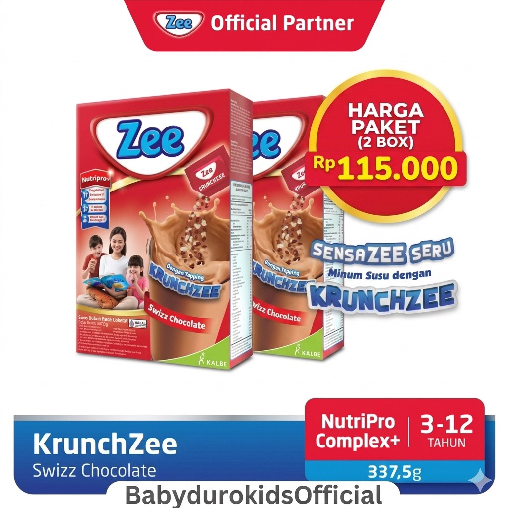 [PAKET 2 BOX] Susu Zee  Swizz Chocolate 340 gr - Susu Anak Tinggi Kalsium Cokelat