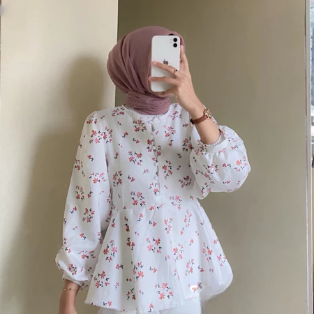 Blouse Meiva Putih Pakaian Atasan Wanita Margaritha Twist Ala Korean Vintage Blus Elegan