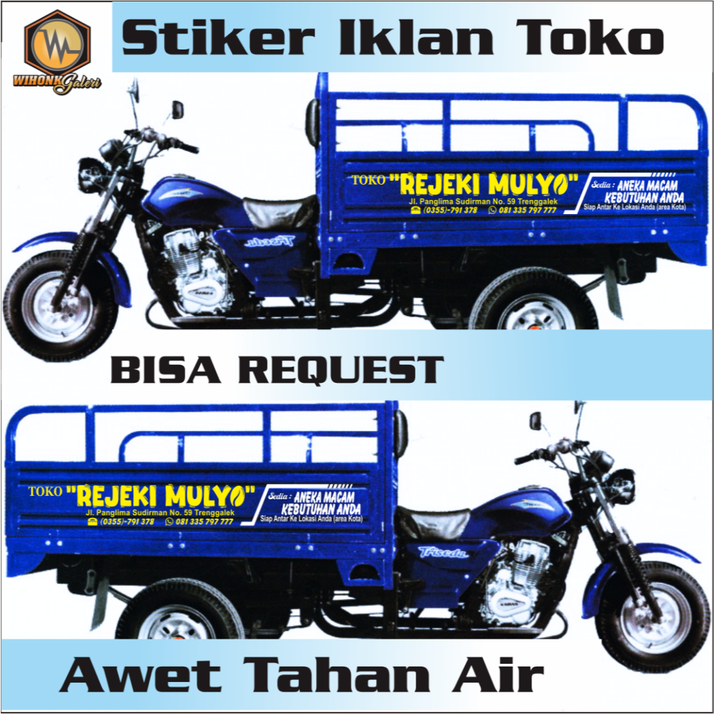 STIKER IKLAN MOTOR RODA 3 TRISEDA KAISAR/ VIAR/ HAPPY/ TOSSA/ FUKUDA/ DAYANG DLL