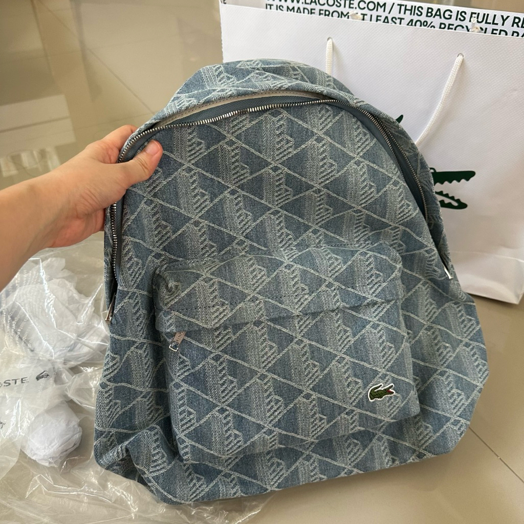 Lacoste Unisex Neocroc Jacquard Motif Backpack Laptop 15 inch Tas Ransel Pria Wanita