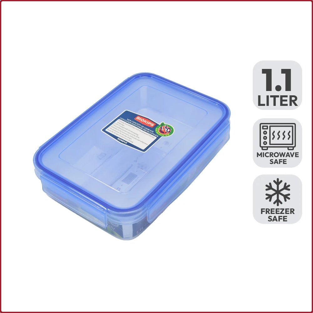 KOMAX Biokips Tempat Kotak Makan 3 Sekat 1.1 Ltr Rectangel Microwafe Safe