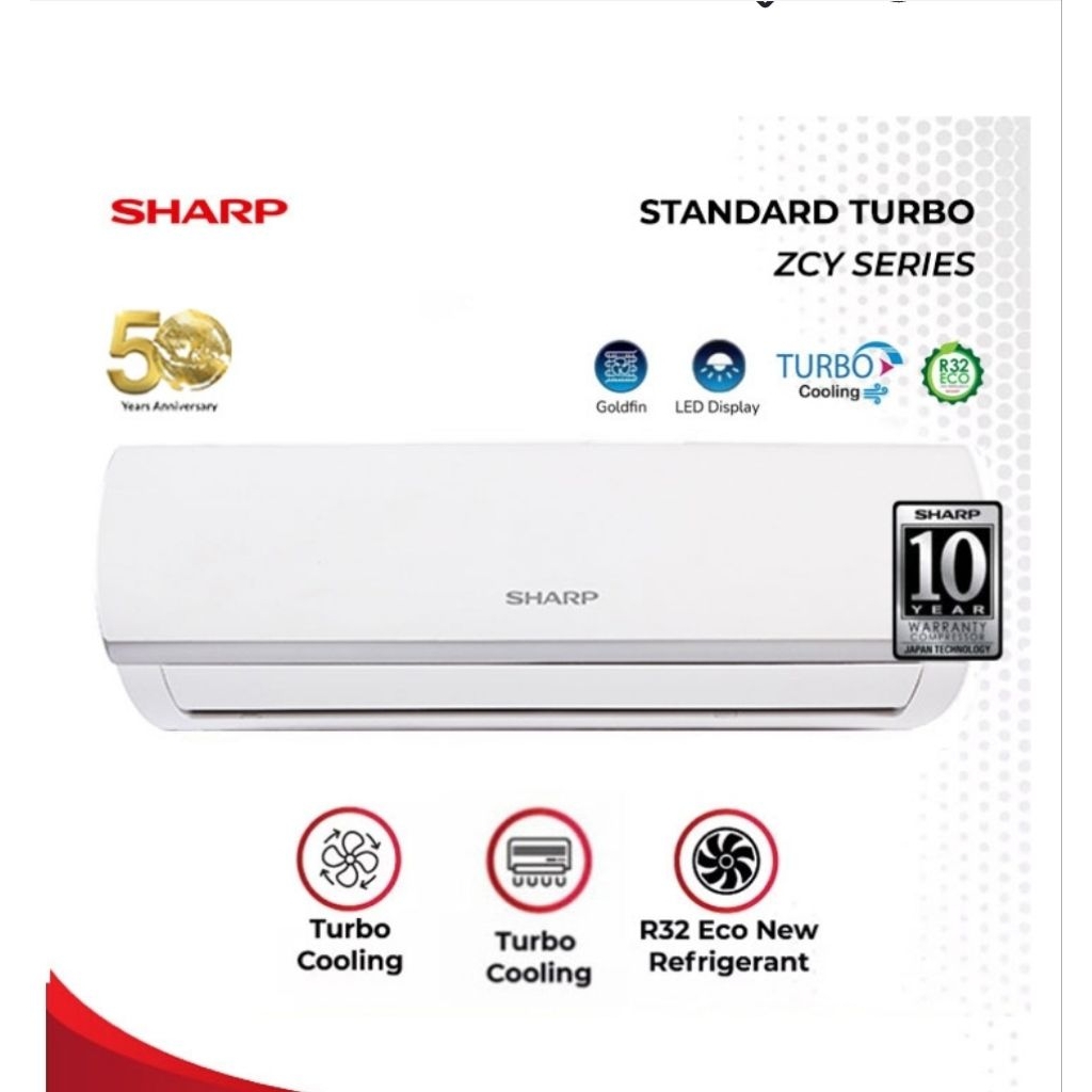 (Khusus Wilayah Kota Palembang) Ac 1,5PK SHARP AHA 12ZCY, AC SHARP 1,5PK. SHARP - AC SPLIT STANDARD 