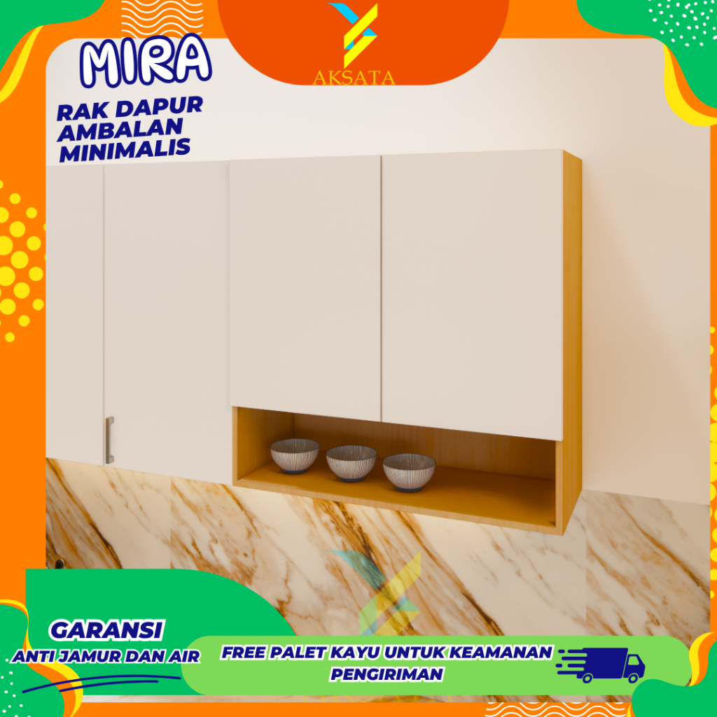 Mira Rak Dapur Upper Cabinet - Lemari Dapur Atas Rak Terbuka Floating Shelf Minimalis
