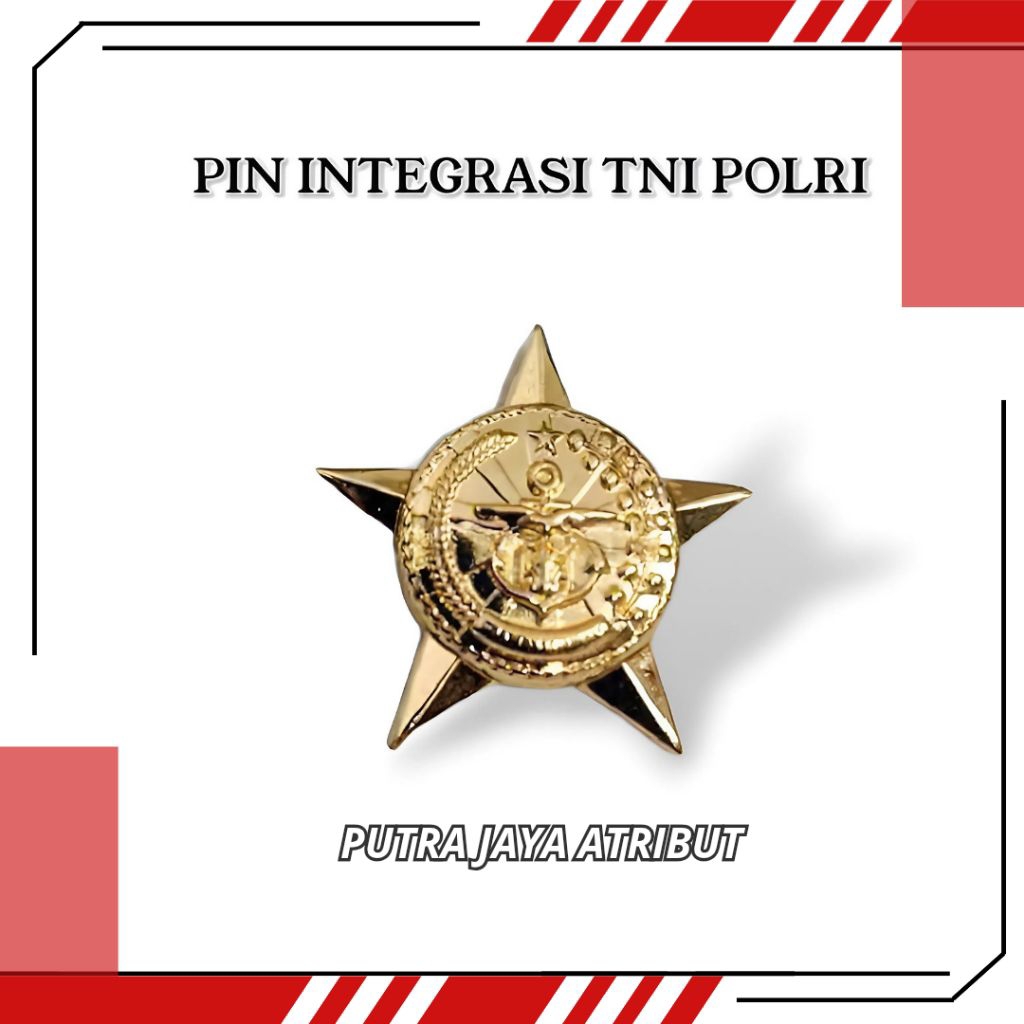 Pin Integrasi TNI POLRI Bintang Emas Atribut PDU PDH Pin Baret TNI AU AD AL POLRI Akpol Akmil Premiu