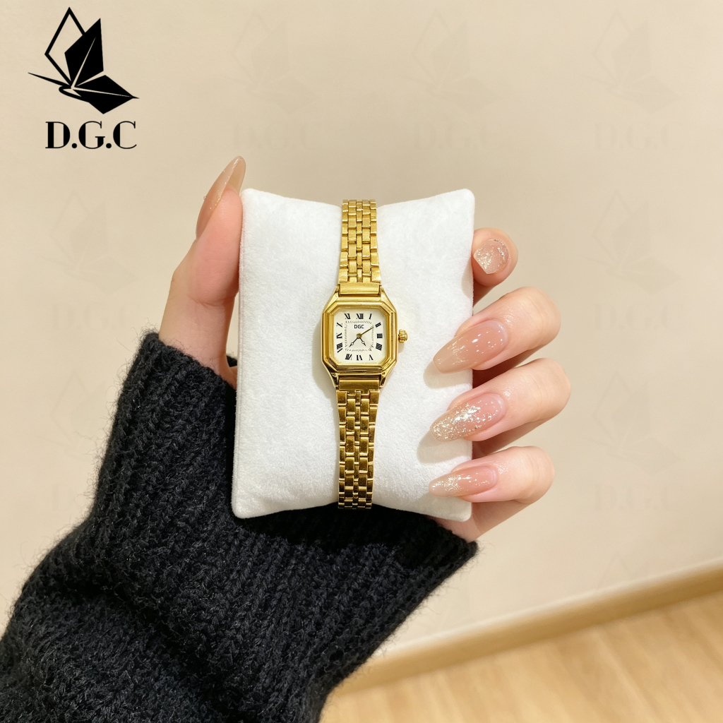DGC 10669 Jam Tangan Wanita dgc Strap Stainless Adjustable Dial Kotak Minimalis Romawi Fashion Korea
