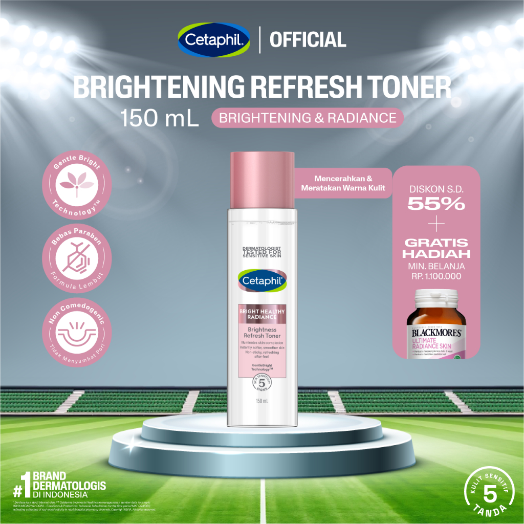Cetaphil Bright Healthy Radiance Brightness Refresh Toner 150g dengan Glycerin, Niacinamide, dan Whi