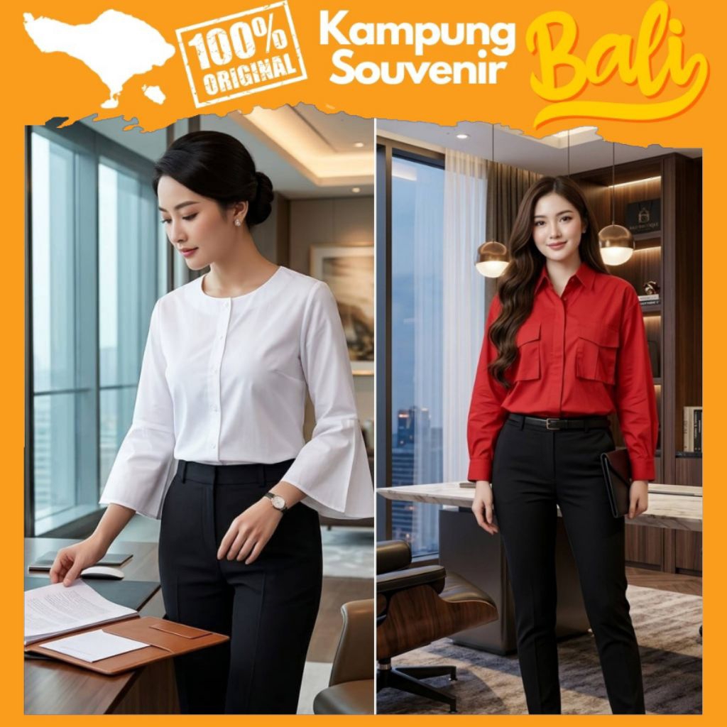 Atasan Putih Ailsa Kemeja Merah Blus Bahan Katun Adem Baju Santai Wanita Oleh Oleh Kampung Souvenir