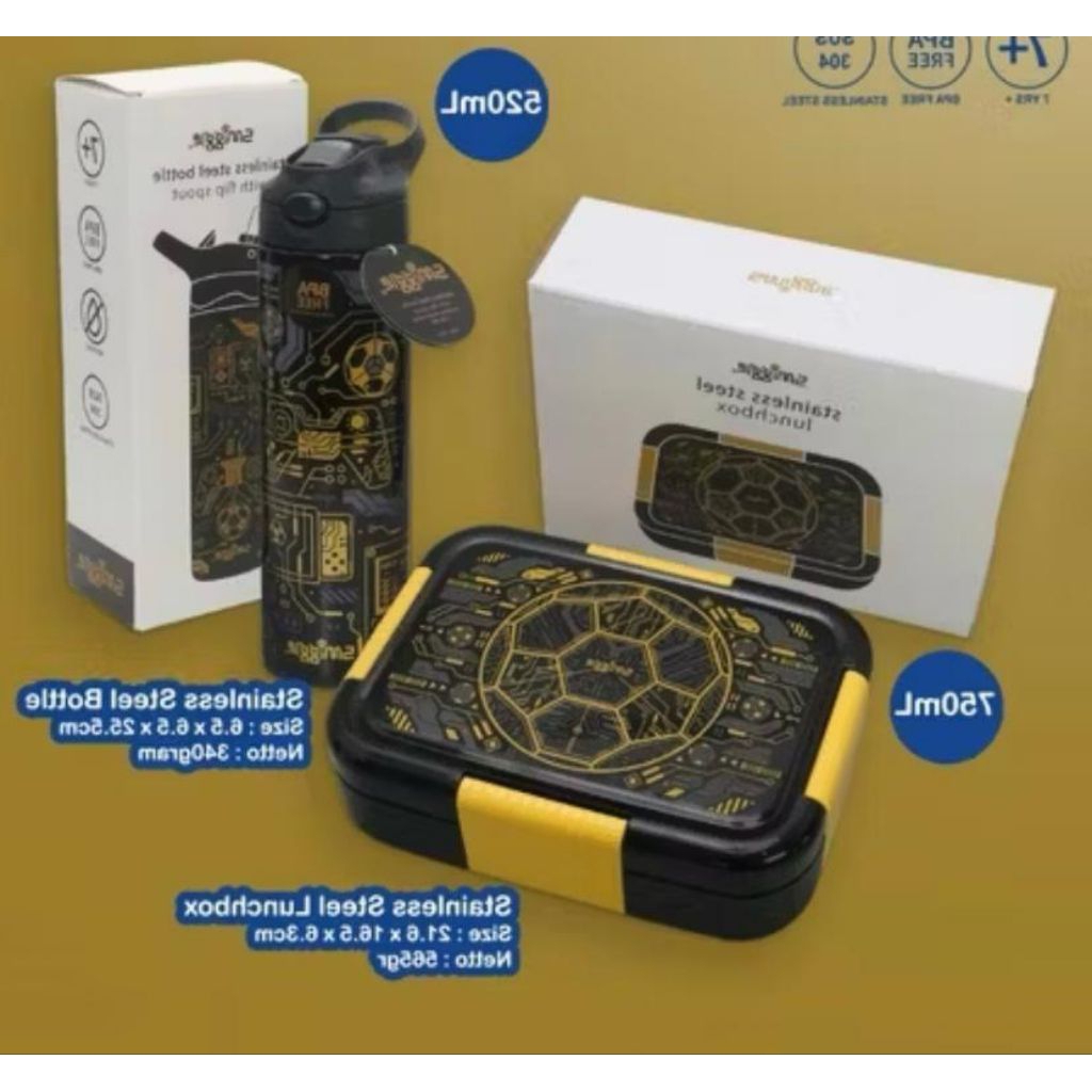 SET LUNCHBOX & BOTOL MINUM Smiggle Stainless Leakproof