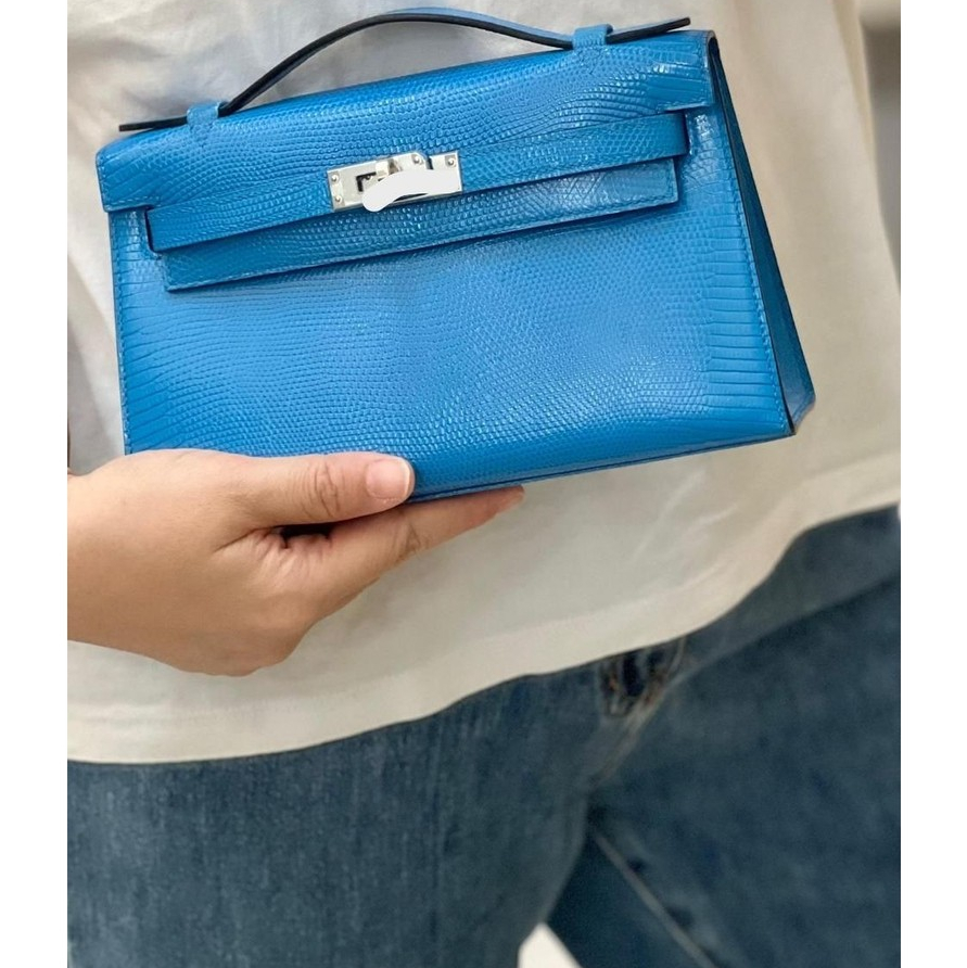 Cotty - Tas CBSS pochette lizard blue hydra full handmade