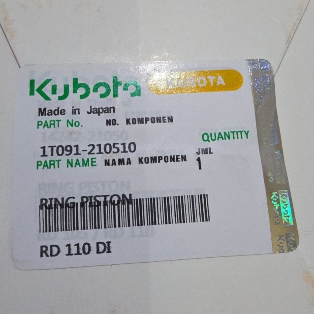 RD 110 RING SET MESIN KUBOTA RD 110 DI BAGUS