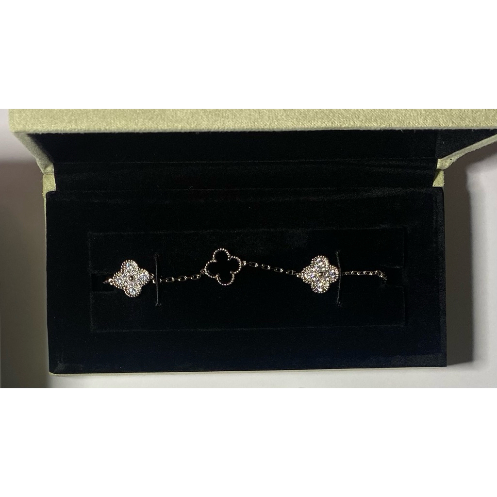 BRACELET VAN & CLEEF CLOVER SILVER HITAM