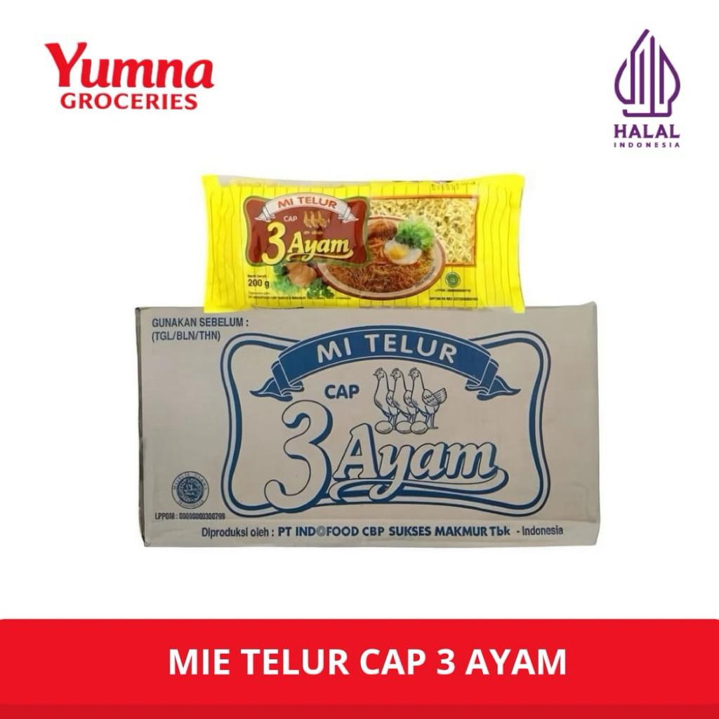 Mie Telur Cap 3 Ayam 1 Dus (Isi 20)